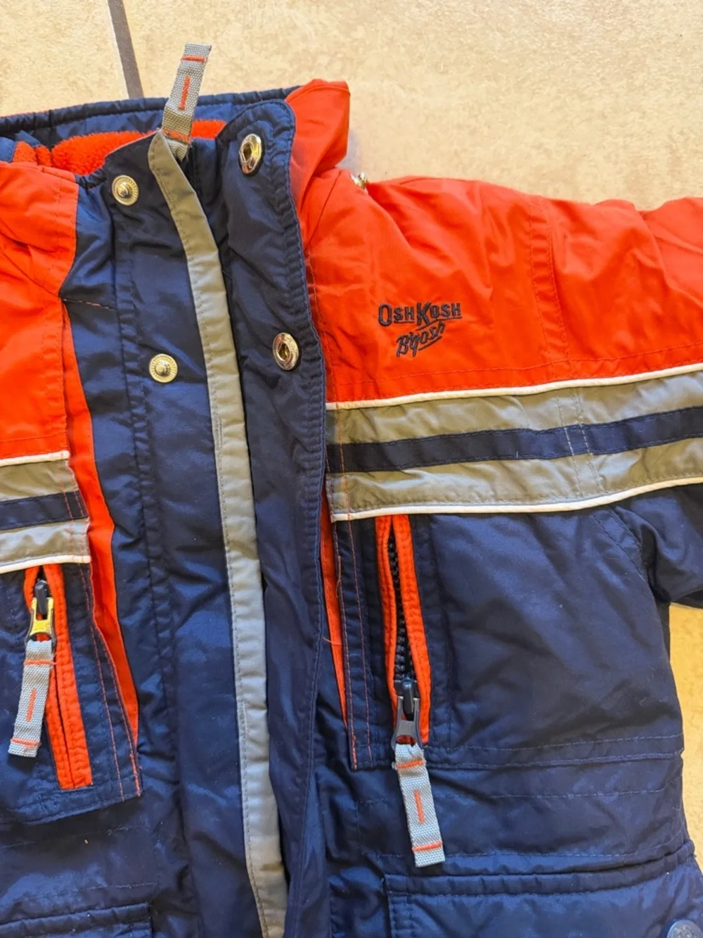 OshKosh B'gosh Navy and Orange Kids Puffer Coat